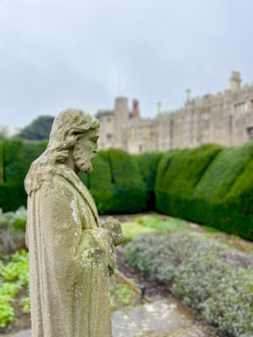 Statue surrounded by Hedges